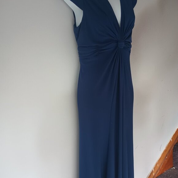 Royal Blue V Neck long flowing Dress Jones wear by Jones New York - Picture 2 of 7